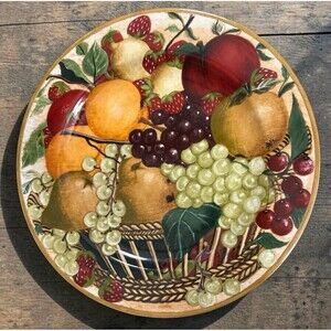Block Country Orchard by Gear 1995 Chop Plate Platter 12" Fruit Basket Excellent